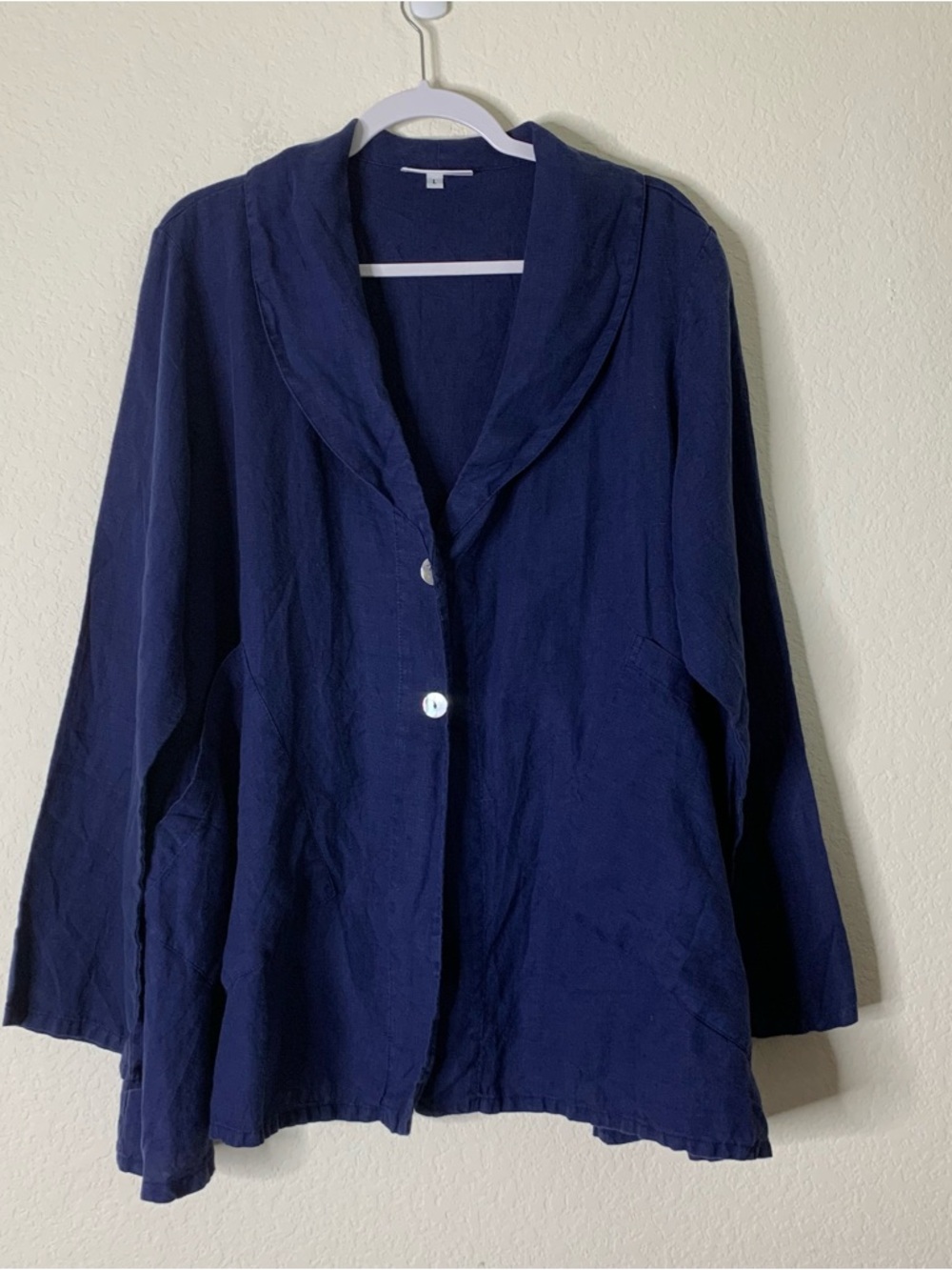 Bryn Walker Womens blue 100% linen 2 button cardigan L